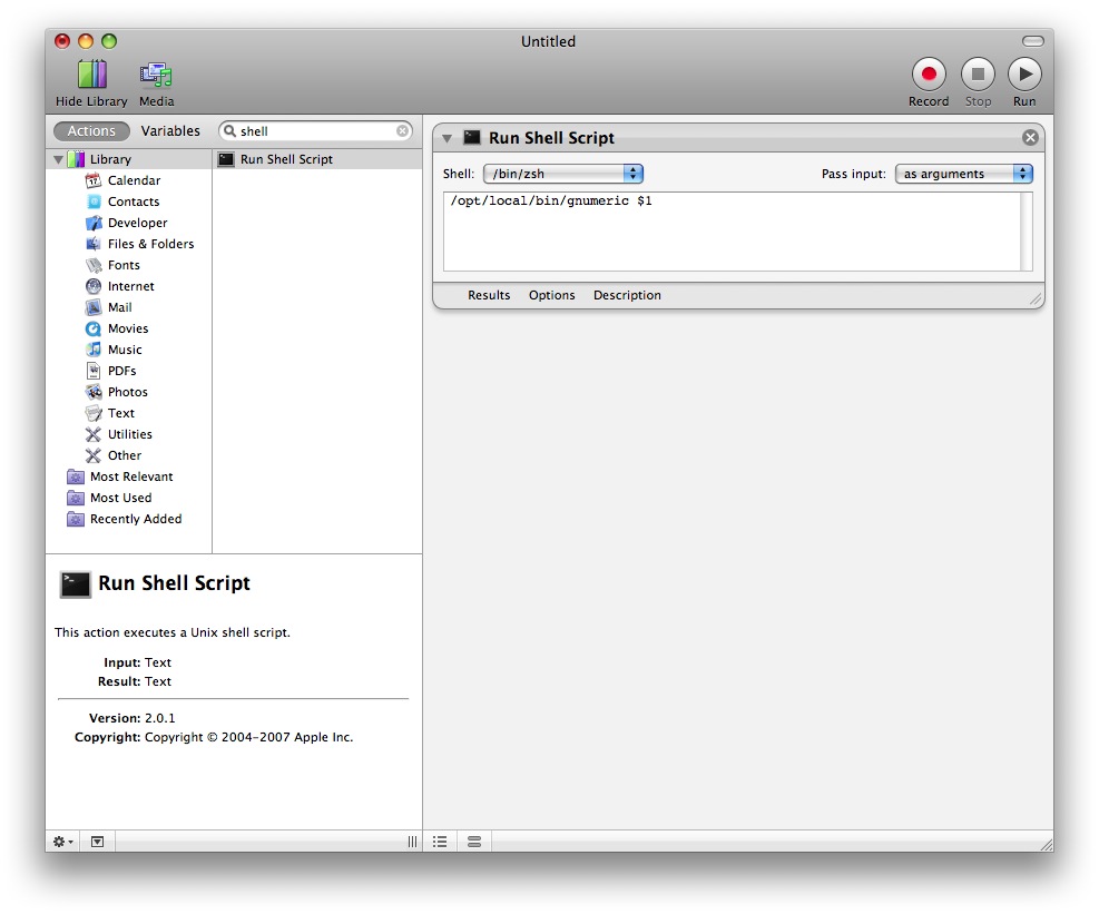 Automator Window